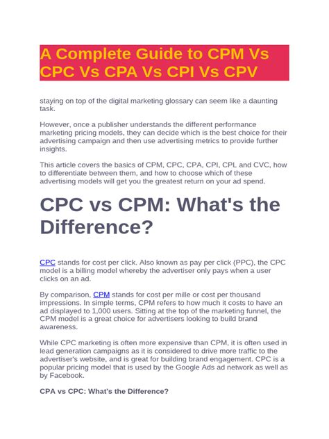 A Complete Guide to CPM Vs CPC Vs CPA Vs CPI .
